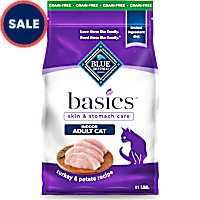 Blue Buffalo Basics Skin & Stomach Care, Limited Ingredient Diet for Indoor Cats, Turkey & Potato Dry Cat Food