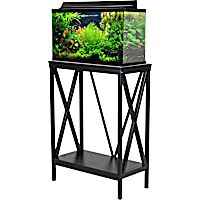 Aquatic Fundamentals 10 Gallon Steel X-Frame Black Aquarium Stand with Lower Shelf