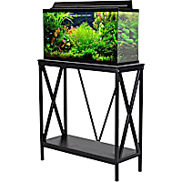 Aquatic Fundamentals 29/37 Gallon Steel X-Frame Black Aquarium Stand, with Lower Shelf
