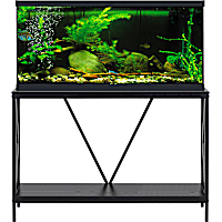 Aquatic Fundamentals 40/55 Gallon Steel X-Frame Black Aquarium Stand, with Lower Shelf