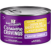 Stella & Chewy's Carnivore Cravings Savory Shreds Cage-Free Chicken & Chicken Liver Recipe Wet Cat Food