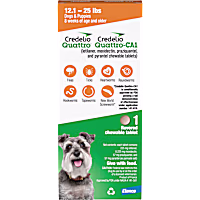 Credelio Quattro/Credelio Quattro-CA1 Dog Flea & Tick Treatment + Heartworm & Parasite Coverage, 12.1-25 lbs