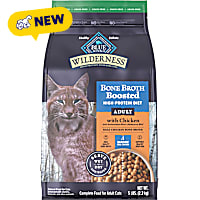 Blue Buffalo Wilderness Chicken Bone Broth Boosted High-Protein Diet, Grain-Free Dry Food for Adult Cats