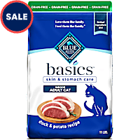 Blue Buffalo Basics Skin & Stomach Care, Limited Ingredient Diet for Indoor Cats, Duck & Potato Dry Cat Food