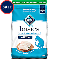 Blue Buffalo Basics Grain-Free Skin & Stomach Care, Limited Ingredient, Whitefish & Potato Recipe Dry Cat Food