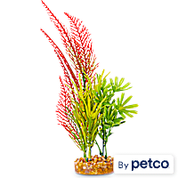 Imagitarium Fiesta Green and Red Fern Plastic Aquarium Plant