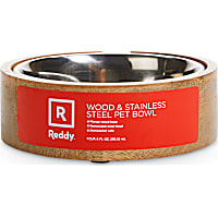 Reddy Stainless-Steel with Mango Wood Base Dog Bowl