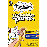 Temptations Creamy Puree with Chicken and Salmon Lickable, Squeezable Cat Treats Variety Pack