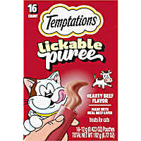 Temptations Creamy Puree Squeezable Lickable Cat Treats with Beef Liver