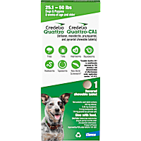 Credelio Quattro/Credelio Quattro-CA1 Dog Flea & Tick Treatment + Heartworm & Parasite Coverage, 25.1-50 lbs