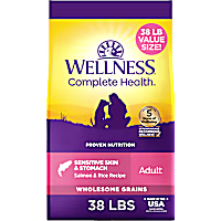 Wellness Complete Health Sensitive Skin & Stomach, Salmon and Rice Recipe Natural Adult Dry Dog Food