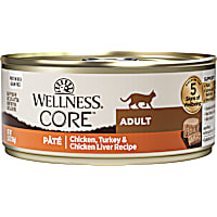 Wellness CORE Chicken, Turkey & Chicken Liver Natural, Protein-Rich, Grain Free Pate Adult Wet Cat Food