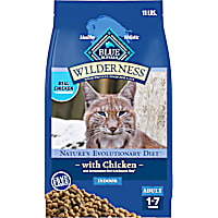 Blue Buffalo Indoor Cats, High-Protein & Grain-Free, Chicken Wilderness Natural Adult Dry Cat Food
