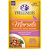 Wellness Healthy Indulgence Natural Grain Free Morsels with Salmon & Tuna in Savory Sauce Wet Cat Food