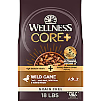 Wellness CORE+ Freeze Dried Pieces, Grain Free, Wild Game Duck, Lamb, Wild Boar, & Rabbit Recipe Dry Dog Food