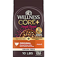 Wellness CORE+ Freeze Dried Pieces, Small Breed, Grain Free, Original Turkey & Chicken Recipe Dry Dog Food