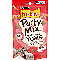 Friskies Party Mix Natural Yums With Real Salmon and Vitamins, Minerals & Nutrients Natural Cat Treats