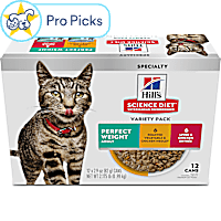 Hill's Science Diet Adult Perfect Weight Vegetable, Chicken & Liver Canned Wet Cat Food Variety Pack