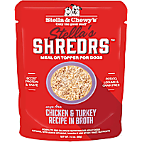 Stella & Chewy's Shredrs Cage Free Chicken & Turkey Recipe in Broth Wet Dog Food