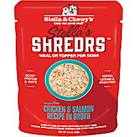Stella & Chewy's Shredrs Cage Free Chicken & Salmon Recipe in Broth Wet Dog Food
