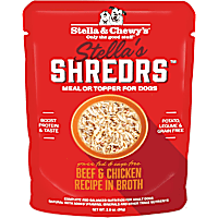 Stella & Chewy's Shredrs Grass Fed & Cage Free Beef & Chicken Recipe in Broth Wet Dog Food