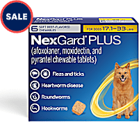 NexGard Plus Flea and Tick Protection Plus Heartworm Disease Preventive for Dogs 17.1 - 33 lbs. (Yellow)
