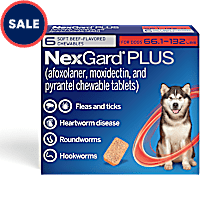 NexGard Plus Flea and Tick Protection Plus Heartworm Disease Preventive for Dogs 66.1 - 132 lbs. (Red)