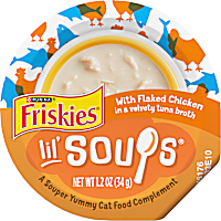 Purina Friskies Natural, Lil' Soups Flaked Chicken Grain Free Wet Cat Food Lickable Cat Treats