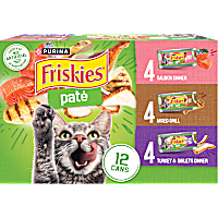 Purina Friskies Salmon Dinner, Turkey, Giblets Dinner and Mixed Grill Wet Cat Food Pate Variety Pack