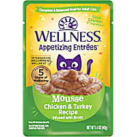 Wellness Appetizing Entrees Mousse Chicken & Turkey Recipe Infused with Broth Natural Wet Cat Food