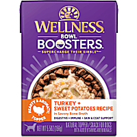 Wellness Bowl Boosters Hearty Turkey & Sweet Potatoes Recipe in Savory Bone Broth Dog Food Toppers