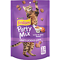 Friskies Party Mix Gravy-licious Crunch Turkey and Gravy Flavors Cat Treats
