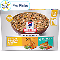 Hill's Science Diet Adult Urinary and Hairball Control Chicken & Tuna Stew Wet Cat Food Variety Pack