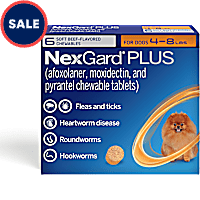 NexGard Plus Flea and Tick Protection Plus Heartworm Disease Preventive for Dogs 4 - 8 lbs. (Orange)