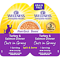 Wellness Complete Health Purrfect Duos Cuts in Gravy Turkey & Salmon Dinner Cat Food