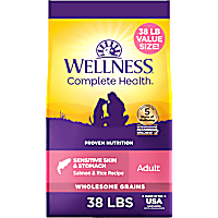 Wellness Complete Health Sensitive Skin & Stomach, Salmon and Rice Recipe Natural Adult Dry Dog Food
