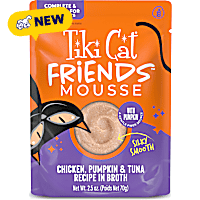 Tiki Cat Friends Mousse Chicken, Pumpkin & Tuna Recipe in Broth Cat Food