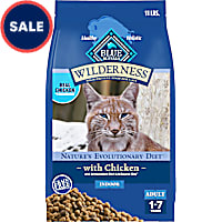 Blue Buffalo Indoor Cats, High-Protein & Grain-Free, Chicken Wilderness Natural Adult Dry Cat Food