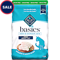 Blue Buffalo Basics Grain-Free Skin & Stomach Care, Limited Ingredient, Whitefish & Potato Recipe Dry Cat Food