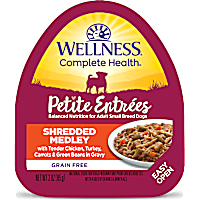 Wellness Petite Entrees Shredded Medley with Chicken, Turkey, Carrots & Green Beans Wet Dog Food