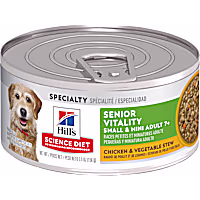 Hill's Science Diet Adult 7+ Senior Vitality Small, Mini Chicken & Vegetable Stew Canned Dog Food