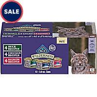 Blue Buffalo Wilderness Natural Adult Chicken, Salmon, Duck Pate Variety Pack Wet Cat Food
