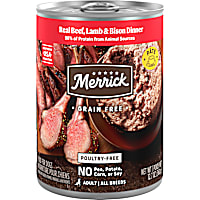 Merrick Real Grain Free Beef, Lamb + Bison Dinner Canned Dog Food