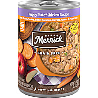 Merrick Grain Free Premium Soft and Gluten Free Canned Puppy Plate Chicken Recipe Wet Dog Food