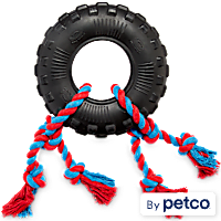 Leaps & Bounds Toss & Tug Tire Dual Rope Dog Toy