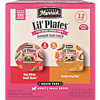 Merrick Lil' Plates Grain Free Beef and Chicken Dinner Duos Soft Natural Wet Small Dog Food Variety Pack