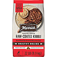 Merrick Healthy Grains Beef and Brown Rice, Raw Coated Kibble, Natural High Protein Freeze Dried Dog Food