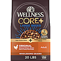 Wellness CORE+ Freeze Dried Pieces, Large Breed, High Protein, Chicken & Turkey Recipe Dry Dog Food
