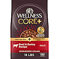 Wellness CORE+ Freeze Dried Pieces, High Protein, Beef & Barley Recipe Dry Dog Food