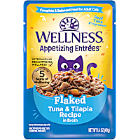 Wellness Appetizing Entrees Flaked Tuna & Tilapia Recipe in Broth Natural Wet Cat Food